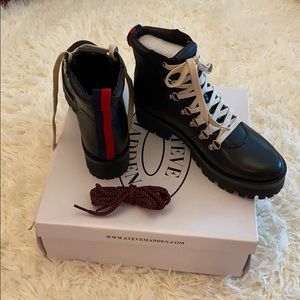 NWT!!! ⚡️STEVE MADDEN⚡️ Black Leather Combat 8